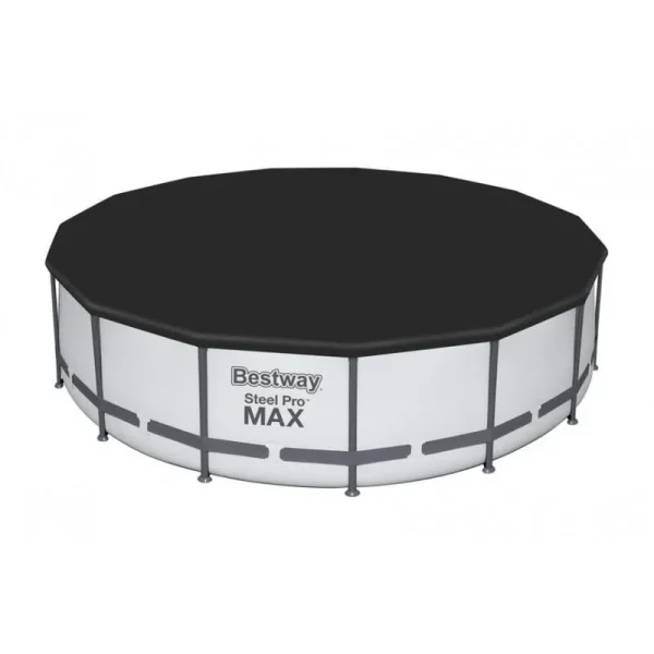 Piscina structura metalica, rotunda, cu filtru, pompa, scara, prelata acoperire, gri, 457x107 cm, Bestway Steel Pro