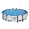 Piscina structura metalica, rotunda, cu filtru, pompa, scara, prelata acoperire, gri, 549x122 cm, Bestway Steel Pro