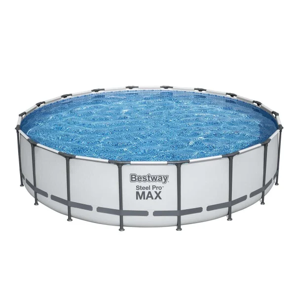 Piscina structura metalica, rotunda, cu filtru, pompa, scara, prelata acoperire, gri, 549x122 cm, Bestway Steel Pro