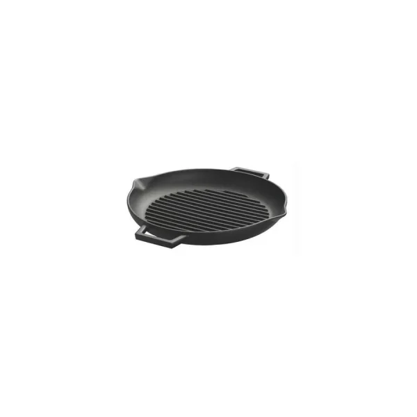 Placa gratar, fonta, rotunda, cu manere si cioc, 33.5x4.5 cm, Perfect Home 