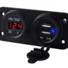 Panou electric suplimentar impermeabil pentru vehicule Off Road, ATV, SSV, tensiune 12-24V, 2 x USB si Voltmetru
