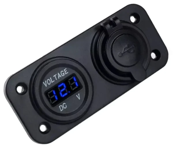 Panou electric suplimentar impermeabil pentru vehicule Off Road, ATV, SSV, tensiune 12-24V, 2 x USB si Voltmetru