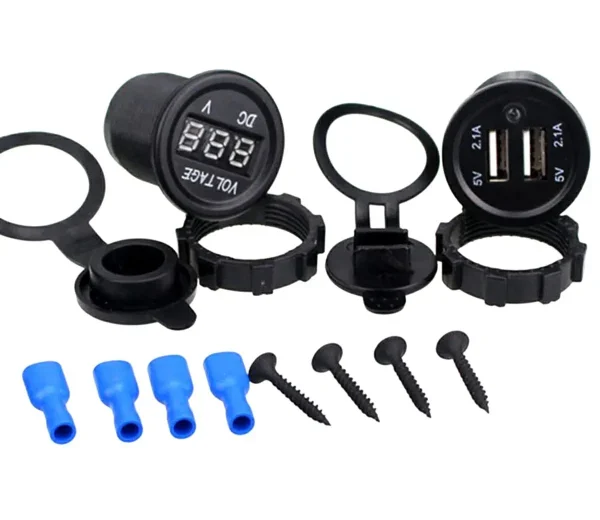 Panou electric suplimentar impermeabil pentru vehicule Off Road, ATV, SSV, tensiune 12-24V, 2 x USB si Voltmetru