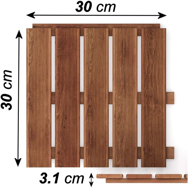 Podea de gradina din lemn, maro, 30x30 cm