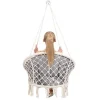 Hamac brazilian, tip scaun, Springos, cu perna, crem si gri, max 150 kg, 79x80x120 cm