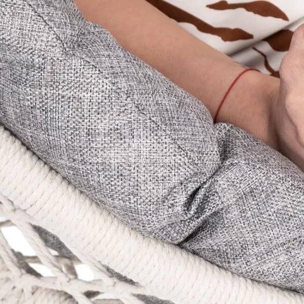 Hamac brazilian, tip scaun, Springos, cu perna, crem si gri, max 150 kg, 79x80x120 cm