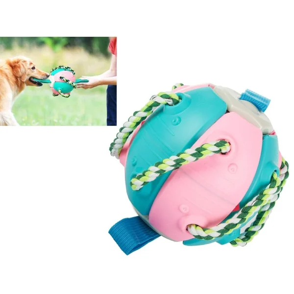 Jucarie pentru caine, tip frisbee/minge, Verk Group, plastic, roz si albastru