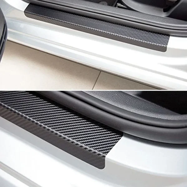 Set 4 bucati protectie praguri Carbon 3D Universal culoare neagra