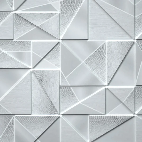 Panou decorativ, PVC, model marmura 3D, abstract, nuante gri, 96x48.5 cm 