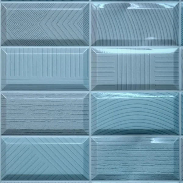 Panou decorativ, PVC, model caramida 3D, albastru, 96x48.5 cm