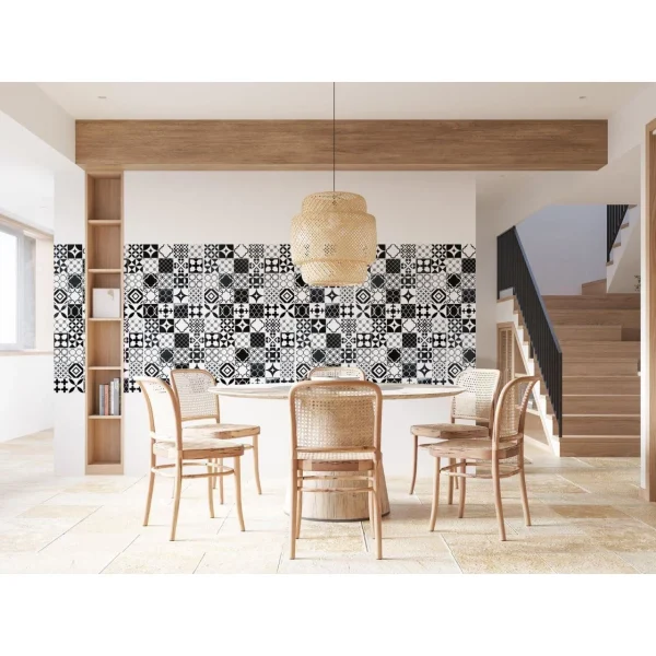 Panou decorativ, PVC, model mozaic, alb si negru, 96x48.5cm