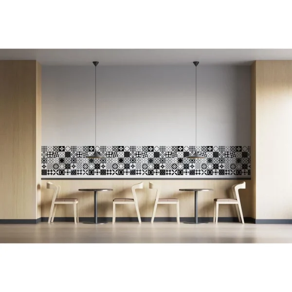 Panou decorativ, PVC, model mozaic, alb si negru, 96x48.5cm