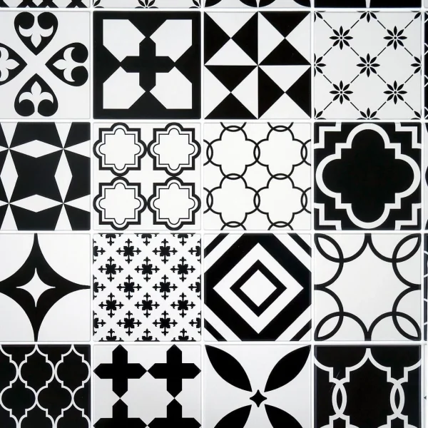 Panou decorativ, PVC, model mozaic, alb si negru, 96x48.5cm