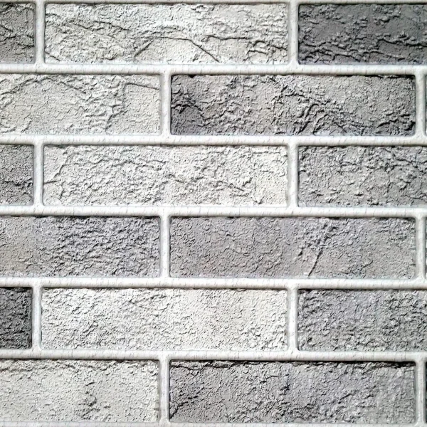 Panou decorativ, PVC, model caramida 3D, nuante gri deschis, 96x48.5cm