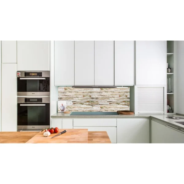 Panou decorativ, PVC, model piatra 3D, flori roz, 96x48.5cm