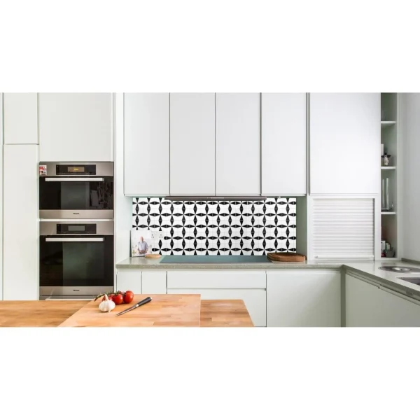 Panou decorativ, PVC, model marmura, abstract, alb si negru, 96x48.5cm