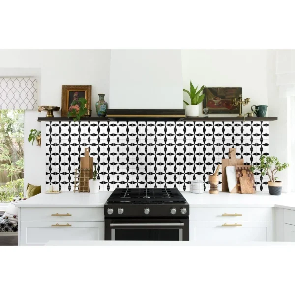 Panou decorativ, PVC, model marmura, abstract, alb si negru, 96x48.5cm