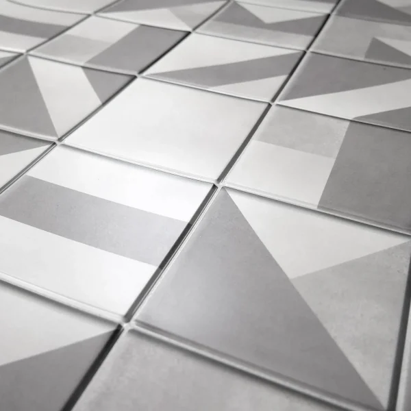 Panou decorativ, PVC, model marmura, geometric, alb si gri, 96x48.5cm