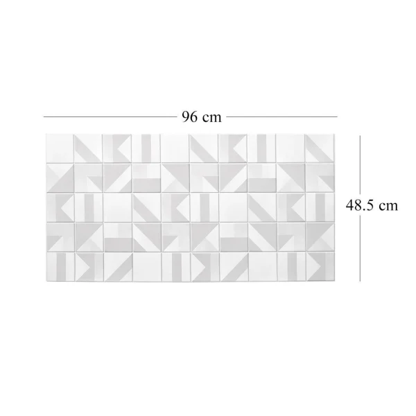 Panou decorativ, PVC, model marmura, geometric, alb si gri, 96x48.5cm