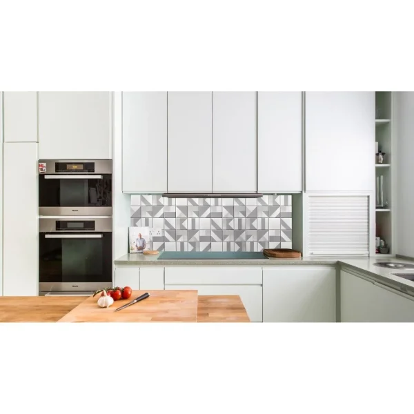 Panou decorativ, PVC, model marmura, geometric, alb si gri, 96x48.5cm