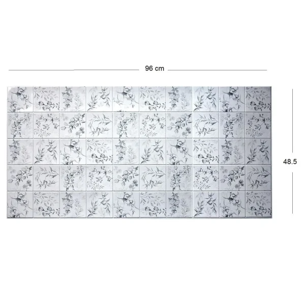 Panou decorativ, PVC, model flori de camp, gri, 96x48.5 cm