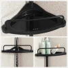 Raft pentru baie/dus, de colt, Artool, reglabil, otel si PP, 4 rafturi, negru, 85-305 cm