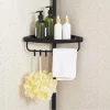 Raft pentru baie/dus, de colt, Artool, reglabil, otel si PP, 4 rafturi, negru, 85-305 cm