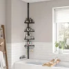 Raft pentru baie/dus, de colt, Artool, reglabil, otel si PP, 4 rafturi, negru, 85-305 cm