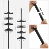 Raft pentru baie/dus, de colt, Artool, reglabil, otel si PP, 4 rafturi, negru, 85-305 cm