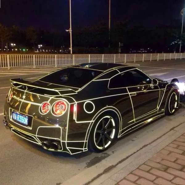 2 x Sticker Reflectorizant "OUTLINE DECO", culoare GALBEN, dimensiune 1cm x 8m