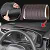 Banda decorativa pentru interiorul vehiculului, lungime 2m, din piele ecologica, culoare Neagra + cusatura Rosie
