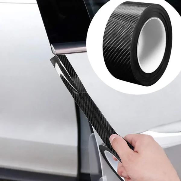 Rola ornament bandouri sau praguri autoadeziv din autocolant Carbon 5D, dimensiune 148 x 4 cm, culoare Neagra