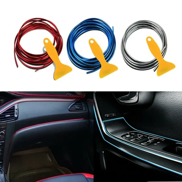 Banda decor interior crom TUNING, 5m, ARGINTIU