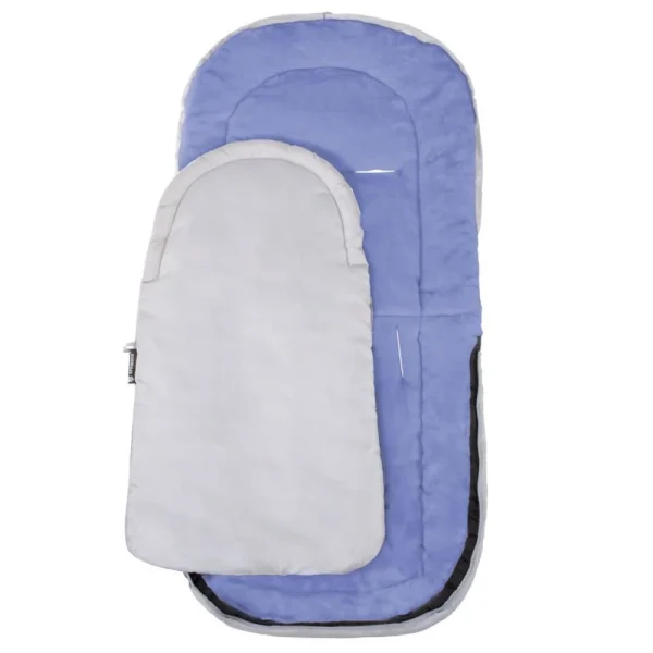 Sac de dormit pentru copii, bebelusi, cu husa, gri si albastru, 90x43/35 cm, Springos