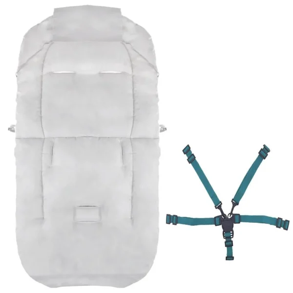 Sac de dormit pentru copii, bebelusi, cu husa, gri si albastru, 90x43/35 cm, Springos