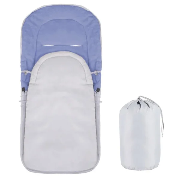 Sac de dormit pentru copii, bebelusi, cu husa, gri si albastru, 90x43/35 cm, Springos
