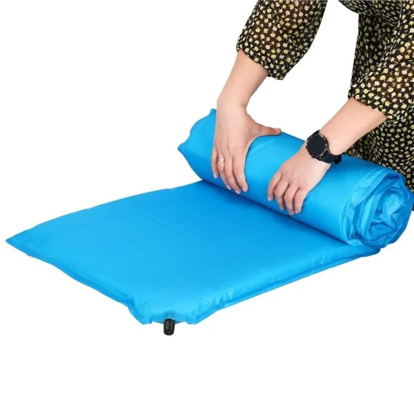 Saltea camping auto-gonflabila, poliester si spuma PU, albastru, 180x50 cm, Springos