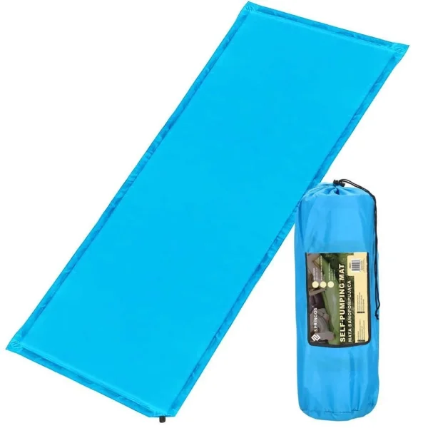 Saltea camping auto-gonflabila, poliester si spuma PU, albastru, 180x50 cm, Springos