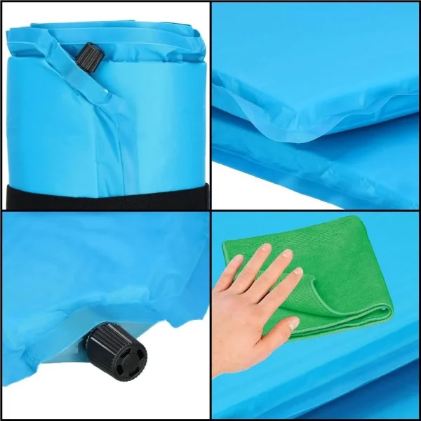 Saltea camping auto-gonflabila, poliester si spuma PU, albastru, 180x50 cm, Springos