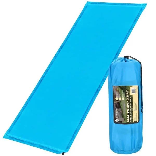 Saltea camping auto-gonflabila, poliester si spuma PU, albastru, 180x50 cm, Springos