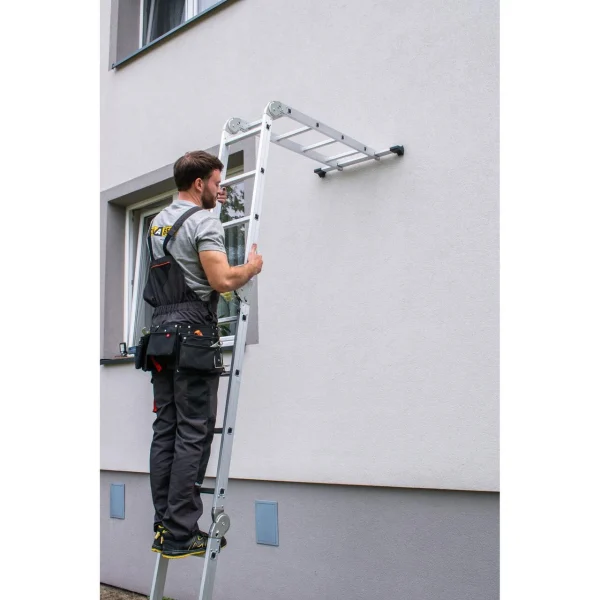 Scara aluminiu, multifunctionala, rabatabila, 4 tronsoane, 4 trepte, max 125 kg, 1.18-4.46 m