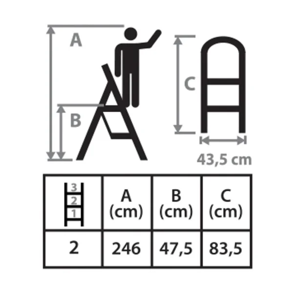 Scara otel, 2 trepte, max 150 kg, 0.47 m, Strend Pro