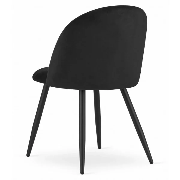 Scaun bucatarie/living, Artool, Bello, catifea neagra, picioare metal negru, 46x42.5x76.5 cm