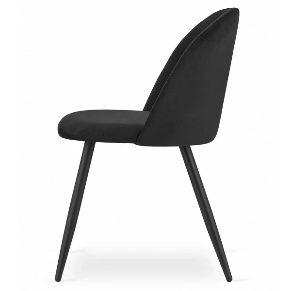 Scaun bucatarie/living, Artool, Bello, catifea neagra, picioare metal negru, 46x42.5x76.5 cm