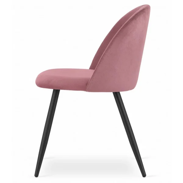 Scaun bucatarie/living, Artool, Bello, catifea roz, picioare metal negru, 46x42.5x76.5 cm