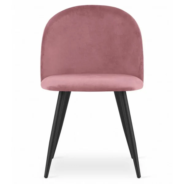 Scaun bucatarie/living, Artool, Bello, catifea roz, picioare metal negru, 46x42.5x76.5 cm