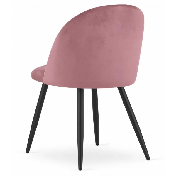 Scaun bucatarie/living, Artool, Bello, catifea roz, picioare metal negru, 46x42.5x76.5 cm