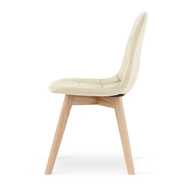 Scaun bucatarie/living, Artool, Bora, catifea bej, picioare lemn natur, 44.5x54x81.5 cm