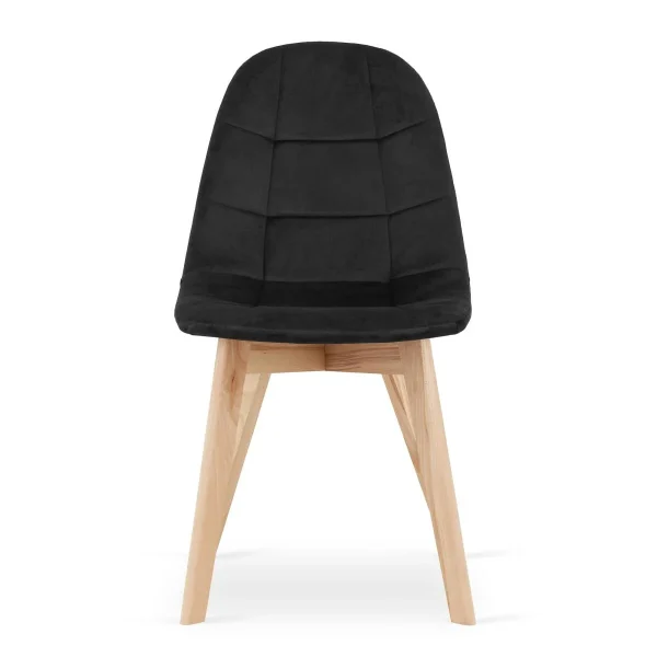 Scaun bucatarie/living, Artool, Bora, catifea neagra, picioare lemn natur, 44.5x54x81.5 cm