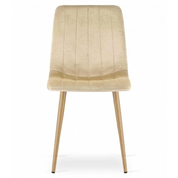 Scaun bucatarie/living, Artool, Lava, catifea bej, picioare metal natur, 45x55x86 cm